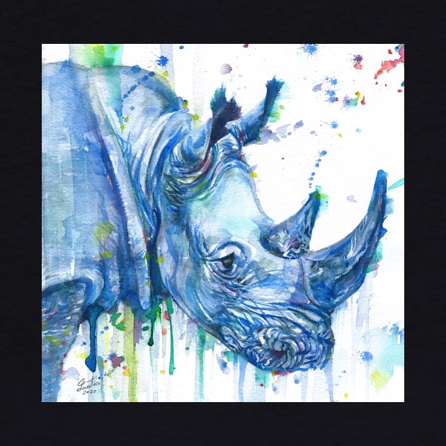 RHINOCEROS watercolor portrait by lautir